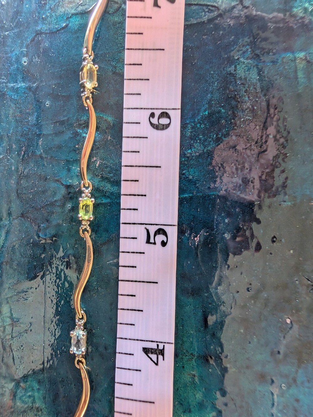 Delicate Multi-Gemstone Gold Plated Sterling Silver Bracelet Topaz Garnet 7.5" - Picture 13 of 16